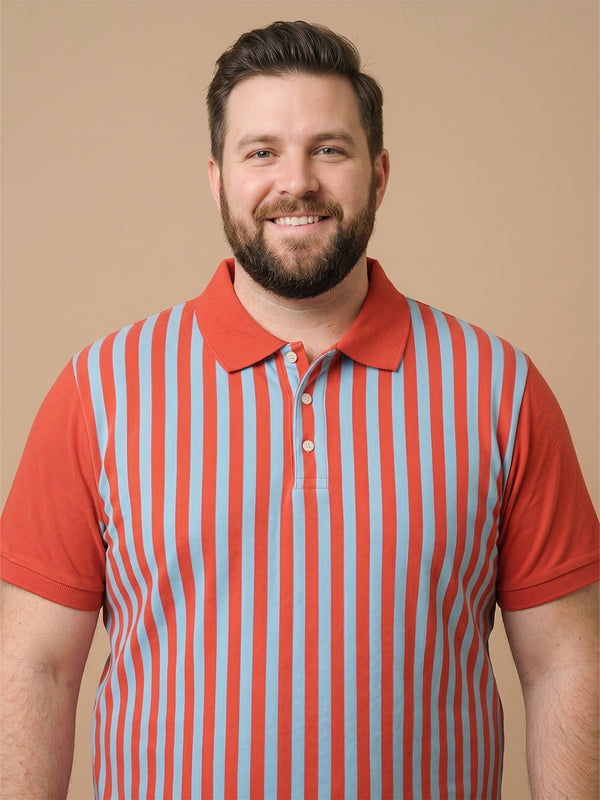 Men Plus Size Riviera Multi Striped Polo