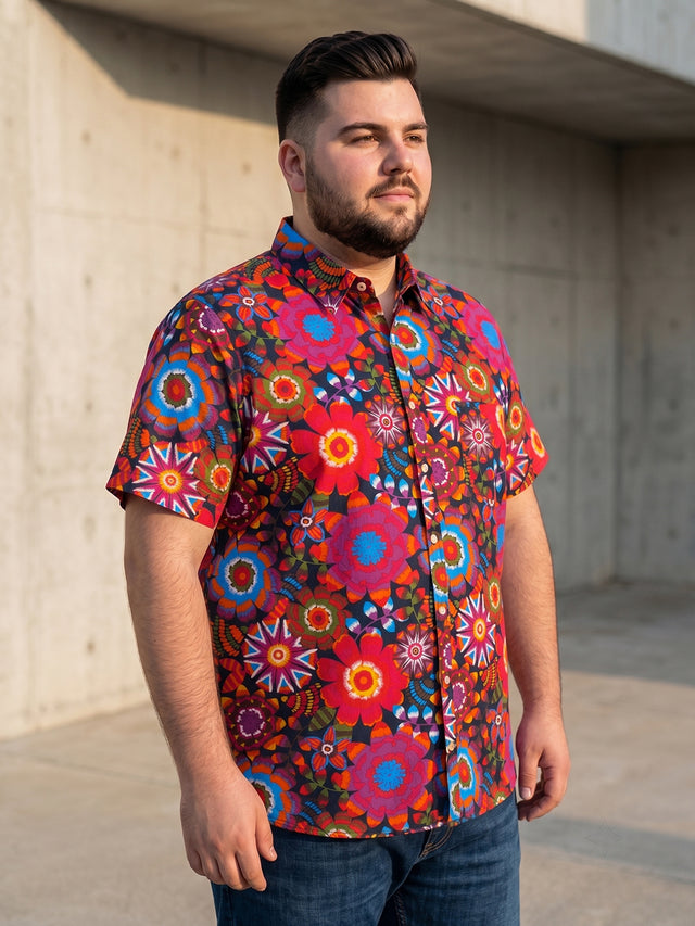 Men Plus Size Iridescent Multi Printed Shirts