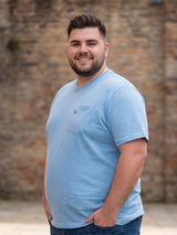 Men Plus Size Skystitch Sky Blue Printed Round Neck