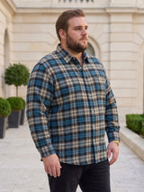 Men Plus Size Burlap Multicolor Checkered Casual Shirt