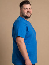 Men Plus Size Skyrogue Blue Printed Round Neck