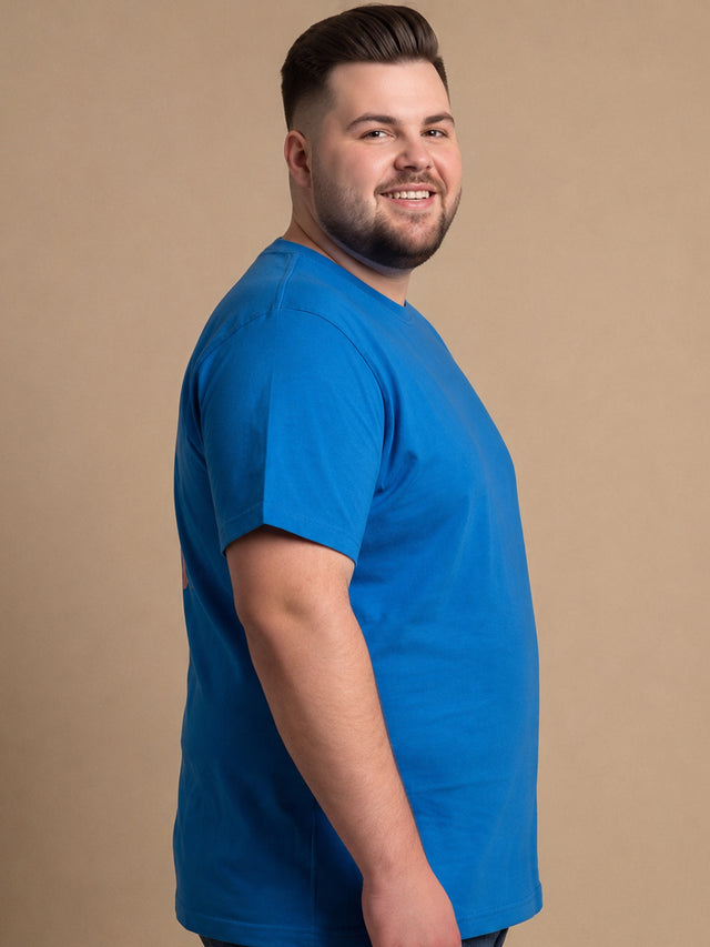 Men Plus Size Skyrogue Blue Printed Round Neck