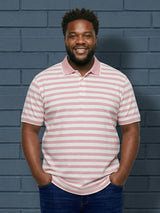 Men Plus Size Alabaster Multi Striped Polo