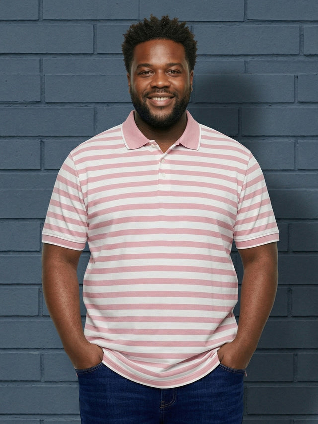 Men Plus Size Alabaster Multi Striped Polo