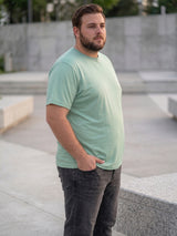 Men Plus Size Vaporcrew-Mint Green Solid Mint Green Round Neck