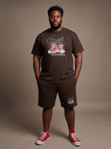 Men Plus Size Kickster Brown Printed Co-Ords