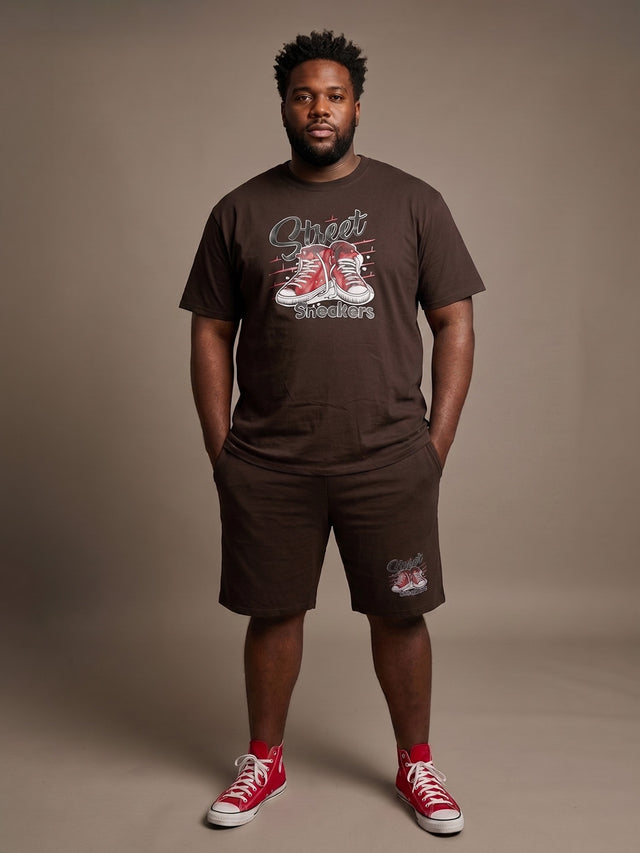 Men Plus Size Kickster Brown Printed Co-Ords