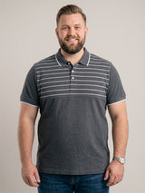 Men Plus Size Pewter Multi Colorblock Polo