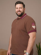Men Plus Size Oatmeal Beige Solid Polo
