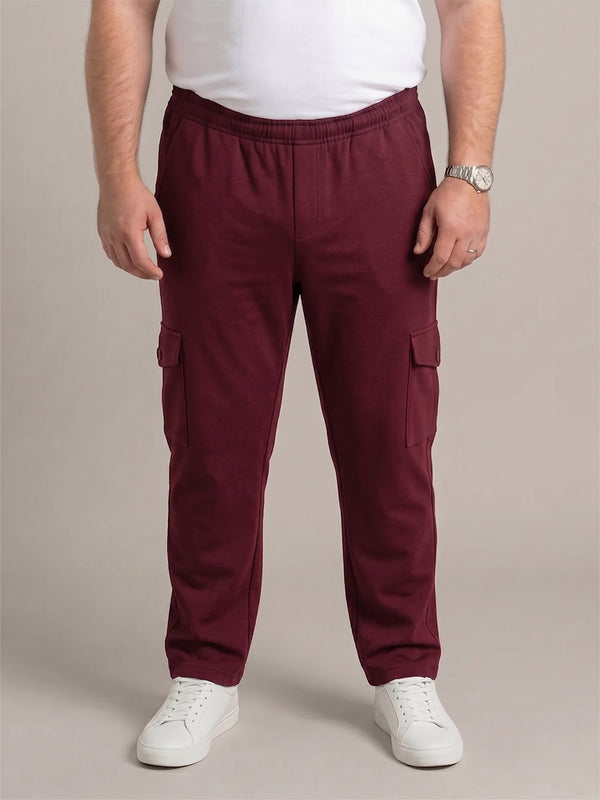 Men Plus Size NightThread Maroon Solid Trackpants