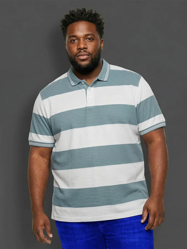 Men Plus Size Seabreeze Multicolor Textured Polo Tshirt