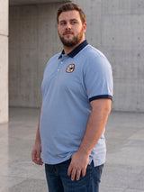 Men Plus Size Sterling Blue Self Design Polo Tshirt