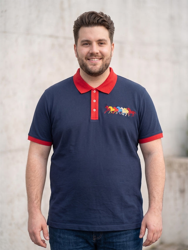 Men Plus Size Assorted Navy Blue Solid Polo