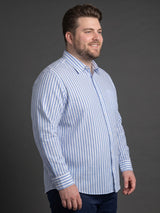 Men Plus Size Mirexo Sky Blue Striped Shirts