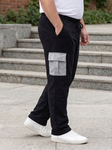 Men Plus Size Xeric Black Solid Trackpants