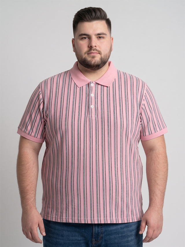 Men Plus Size Camellia Multi Striped Polo