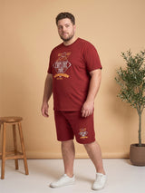Men Plus Size Lumivox Maroon Printed Co-Ords