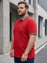 Men Plus Size Rush-Red Red Solid Polo Tshirts