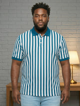 Men Plus Size Chalk Multi Striped Polo