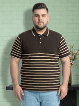 Men Plus Size Truffle Multi Striped Polo