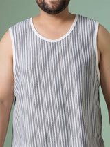 Men Plus Size Deluge White Striped Vest
