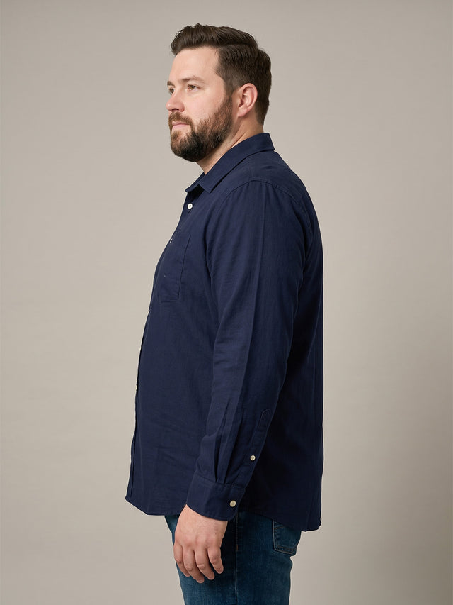 Men Plus Size Navyroth Navy Solid Shirts