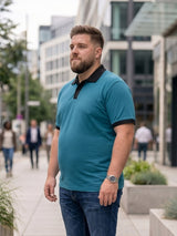Men Plus Size Aevrion Teal textured Polo Tshirts