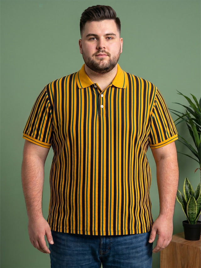 Men Plus Size Sepia Multi Striped Polo