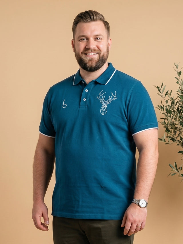 Men Plus Size Thom-Teal Solid Polo Tshirt