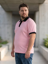 Men Plus Size Bibelot Pink textured Polo Tshirts