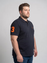 Men Plus Size Aura-Black Black Solid Polo