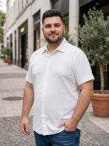 Men Plus Size Elrovo White Self Design Shirts