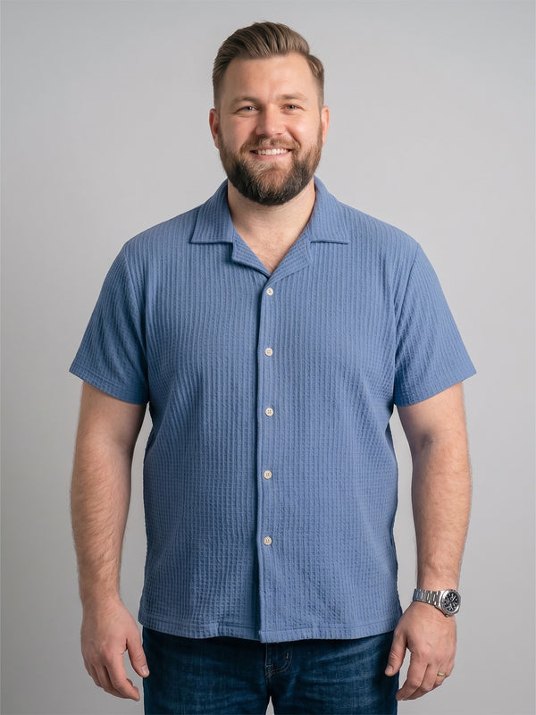 Men Plus Size Airhaze Sky Blue Solid Shirts