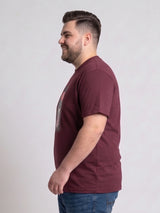 Men Plus Size Dreampaws Maroon Printed Round Neck