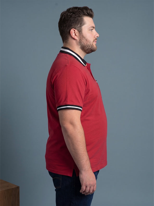 Men Plus Size Geranium Red Solid Polo