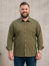 Men Plus Size Taupe Olive Solid Shirts