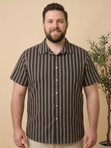 Men Plus Size Coffeescape Multi Striped Shirts