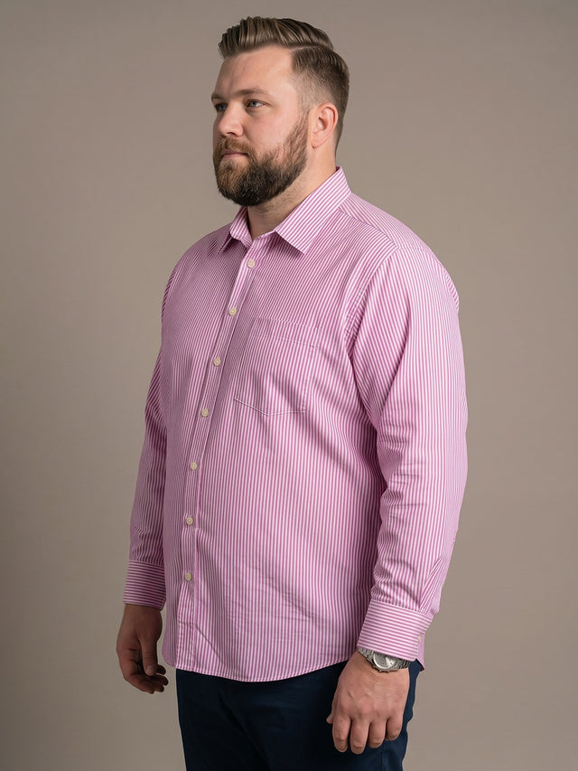 Men Plus Size Selrix Pink Striped Shirts
