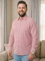 Men Plus Size Elorae Pink Striped Shirts