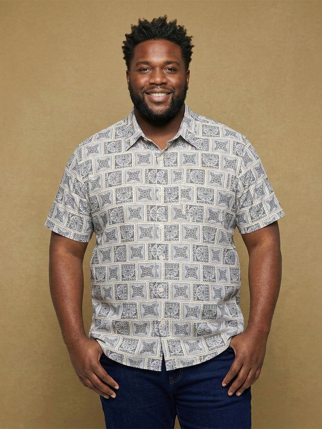 Men Plus Size Basalt Multicolor Printed Casual Shirt