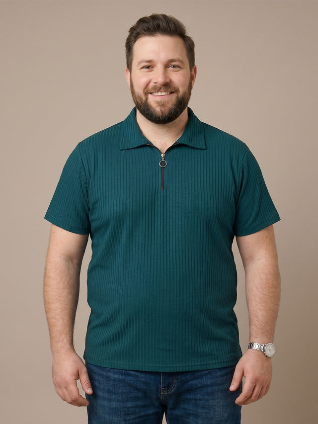 Men Plus Size Virent Green Solid Polo
