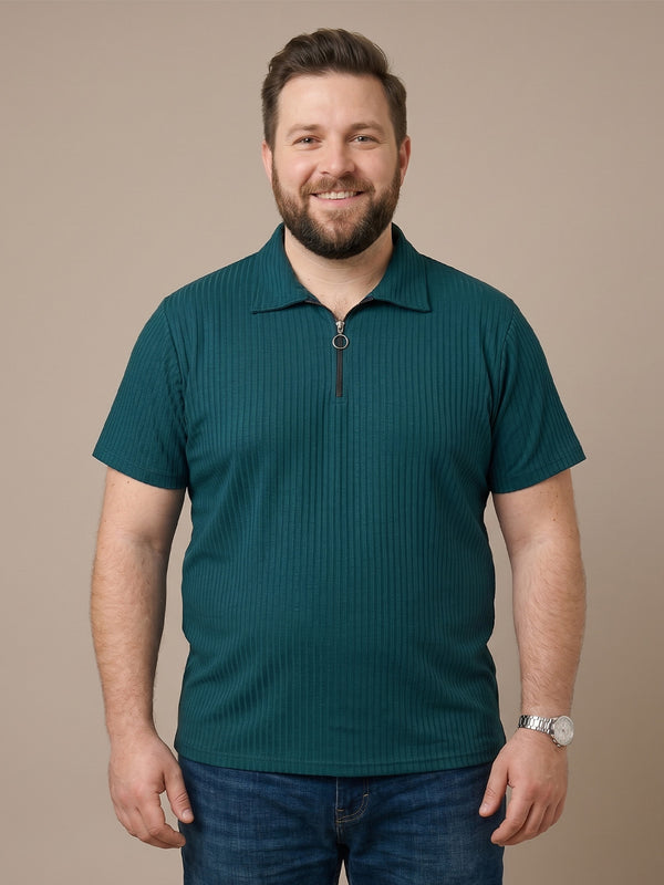 Men Plus Size Virent Green Solid Polo