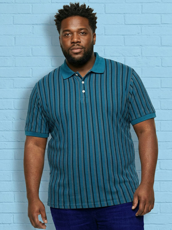 Men Plus Size Tenebra Multi Striped Polo