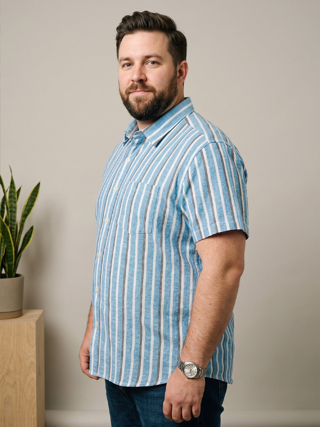 Men Plus Size Kryzex Multi Textured Shirts 6XL