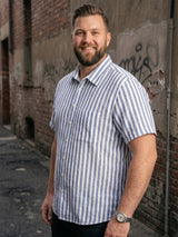 Men Plus Size CoreFlex Sky Blue Striped Shirts