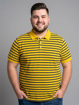 Men Plus Size Bisque Multi Striped Polo