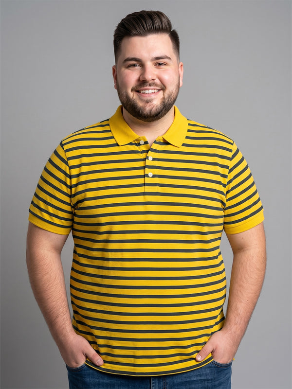 Men Plus Size Bisque Multi Striped Polo