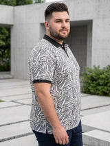 Men Plus Size Geoza Multi Printed Polo Tshirt