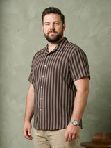 Men Plus Size Coffeescape Multi Striped Shirts