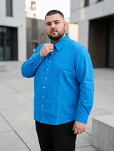 Men Plus Size Cathal Blue Striped Shirts